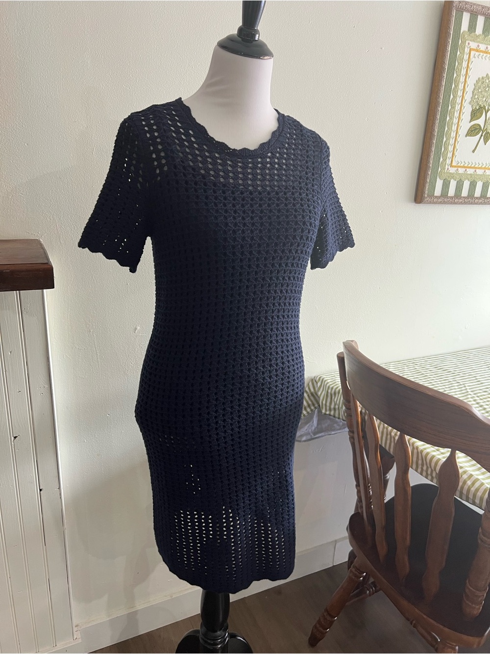 GAP Navy Crochet Midi Dress